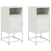Set di 2 Comodini | Armadio da Notte | Mobiletto da notte Bianchi 36x39x78 cm in Acciaio