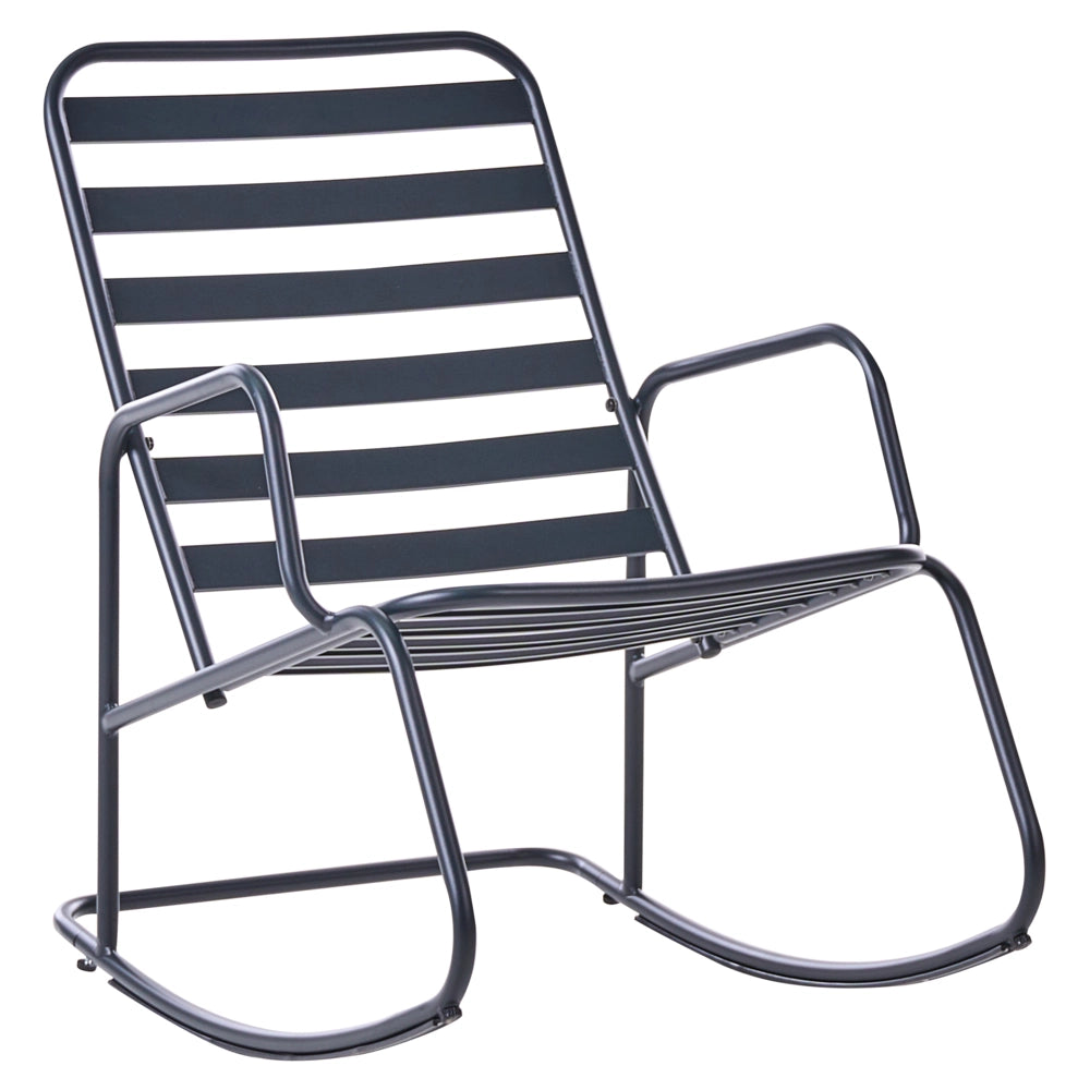 Sedia a dondolo da giardino nero alluminio a doghe Design moderno per esterni