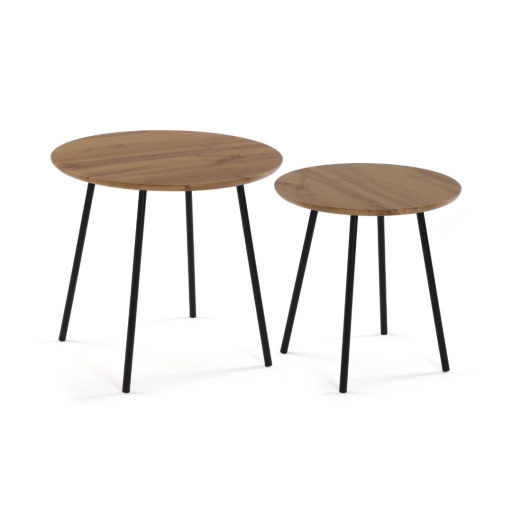 Set 2 tavoli Impilabili in metallo con ripiano mdf