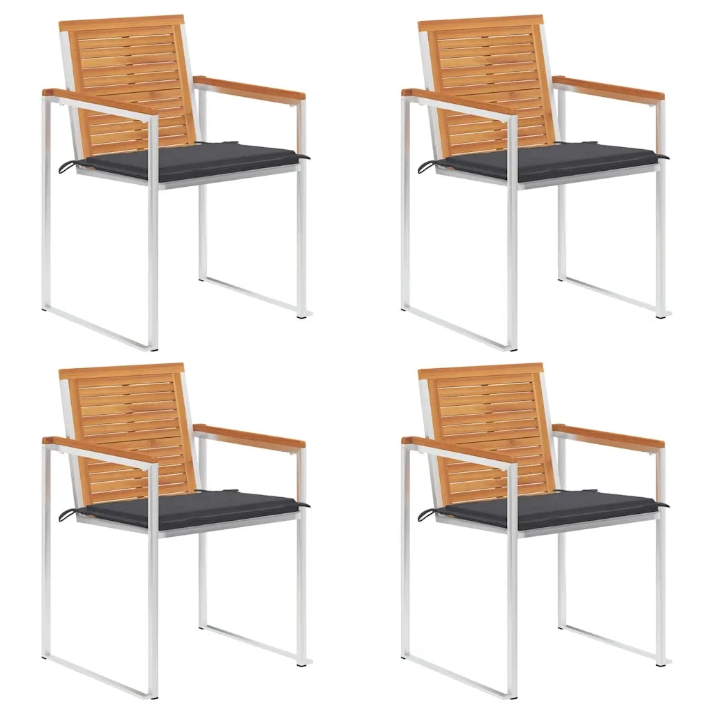 Sedie da Giardino con Cuscini 4 pz in Legno Massello di Acacia cod mxl 76274
