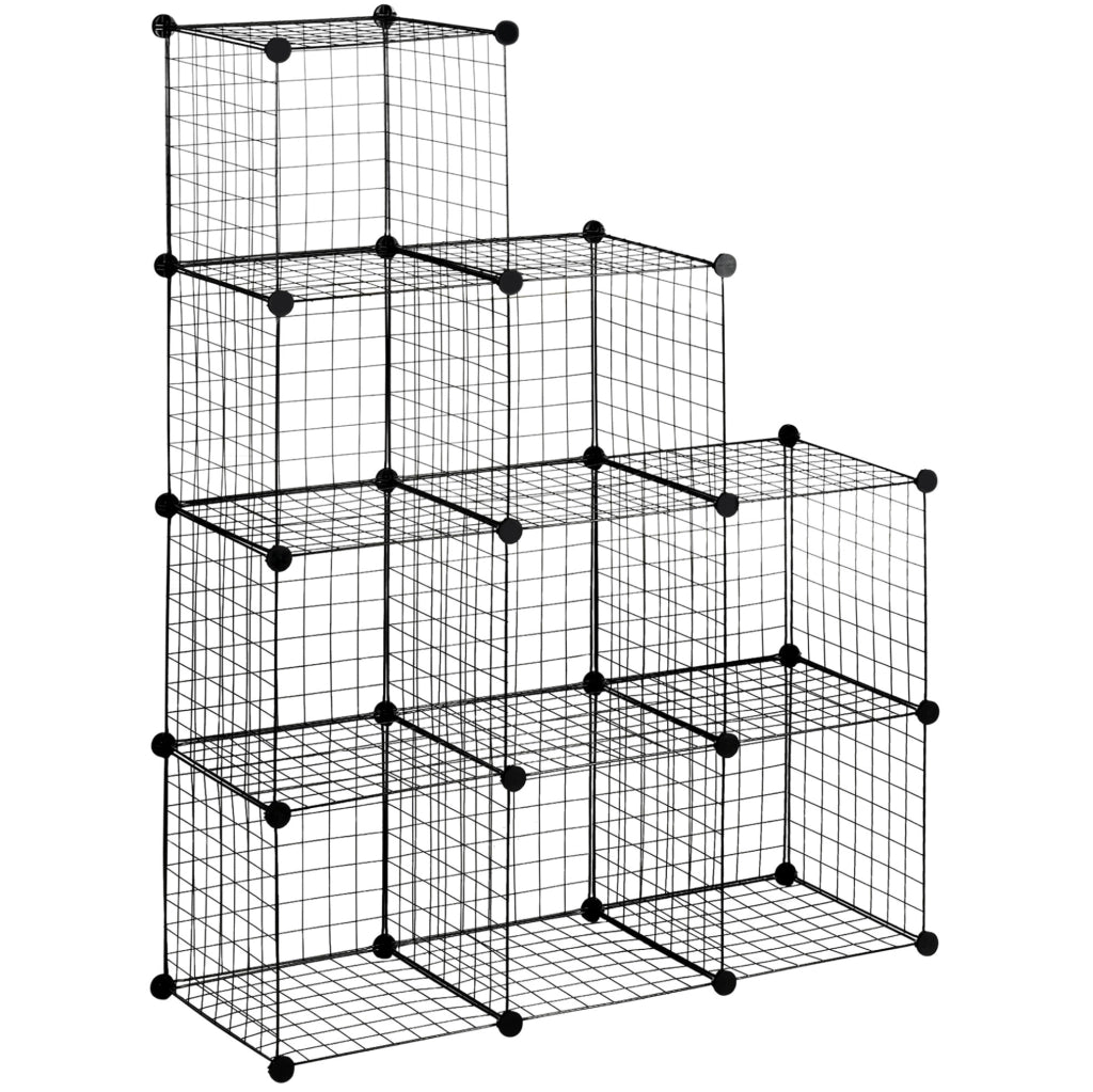 Scaffale modulare a cubi in metallo nero con 6 vani