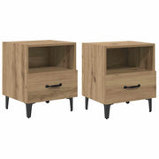 Set di 2 Comodini | Armadio da Notte | Mobiletto da notte Rovere artigianale 40 x 35 x 47,5 cm