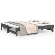 Letto da camera | Dormeuse Estraibile Grigia 2x(90x190) cm Legno Massello di Pino