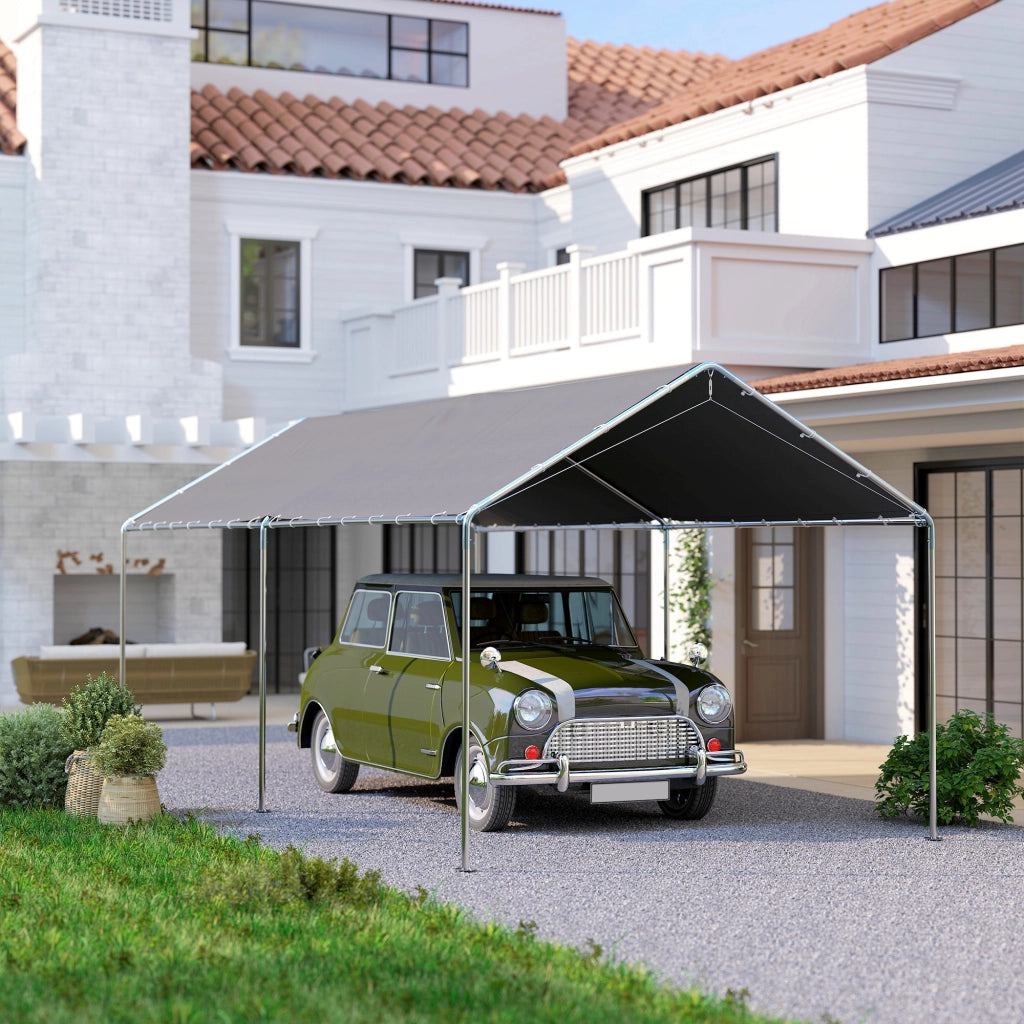 Carport per auto 6x3m ¨C zephmum ¨C acciaio galvanizzato grigio