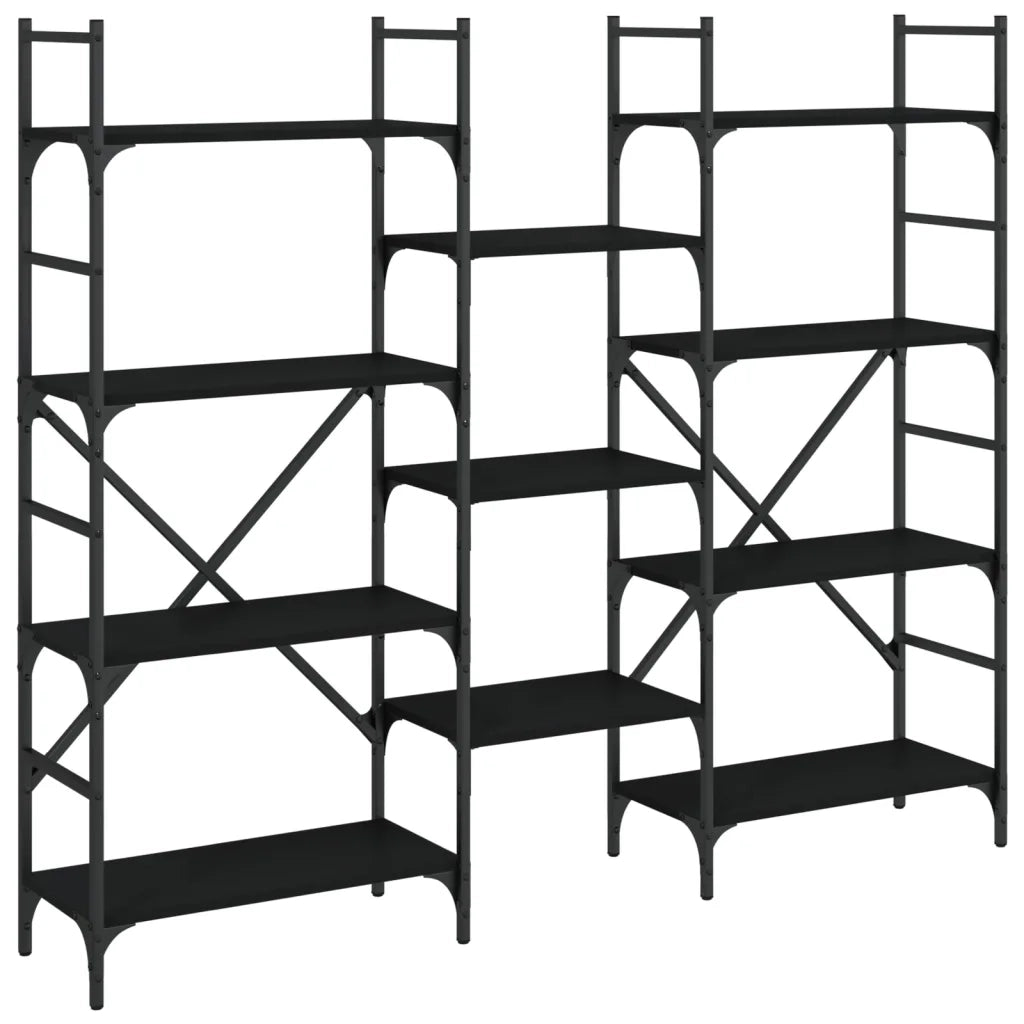 Libreria Nera 160x28,5x136,5 cm in Legno Multistratocod mxl 133972