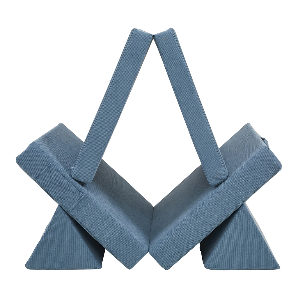 Divano Componibile per Bambini Norhulta Set Modulare Imbottito 120x66x46 cm Velluto a Coste Blu [en.casa]