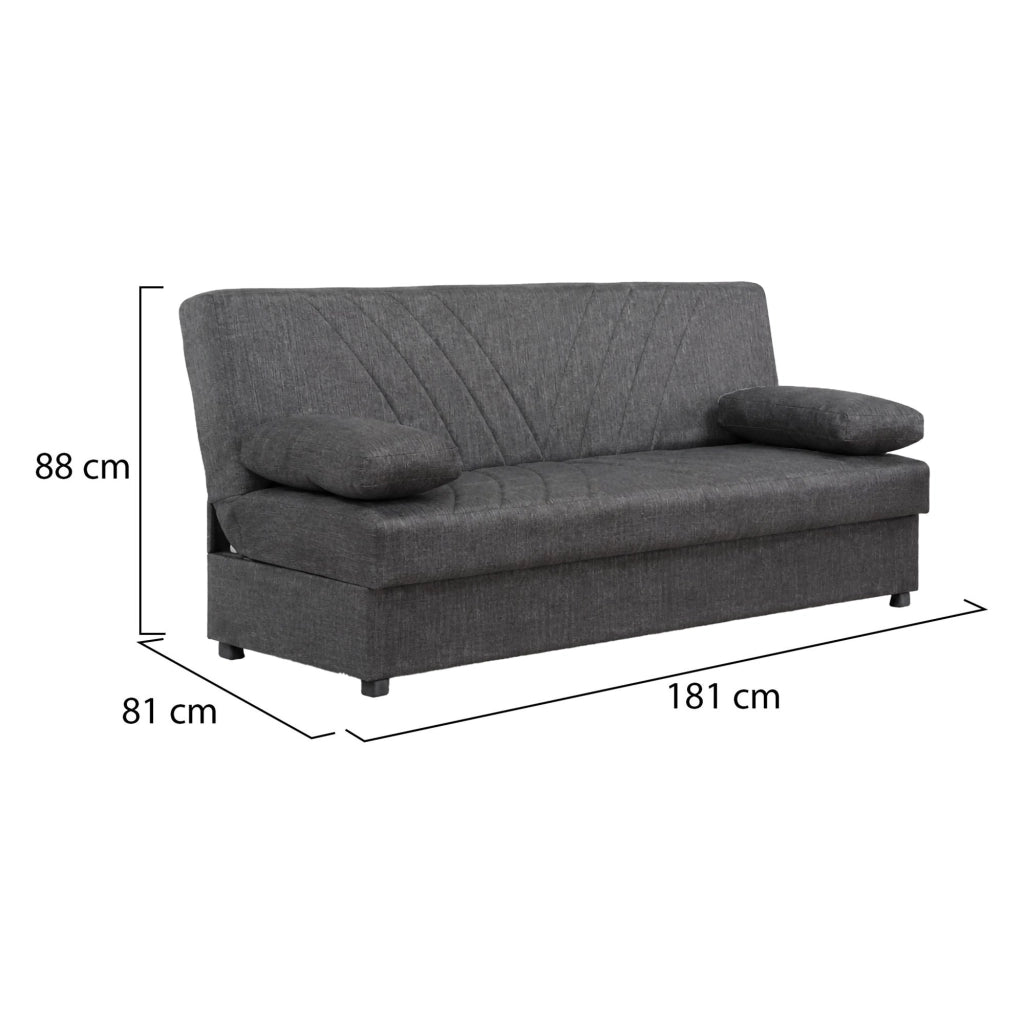 Apicella, Divano Letto 3 Posti Contenitore, 181x81 cm Marrone