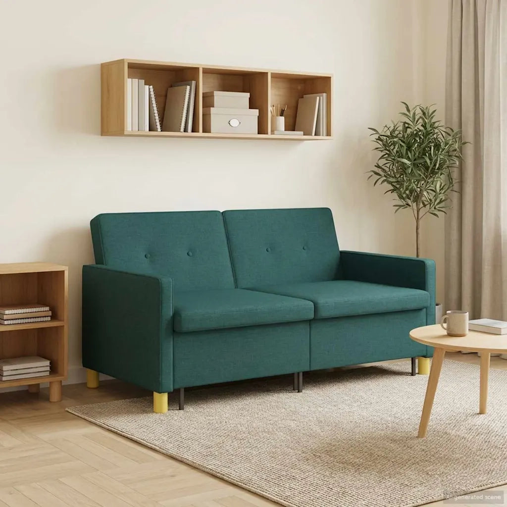 Divano Letto Estraibile Verde Scuro Tessuto