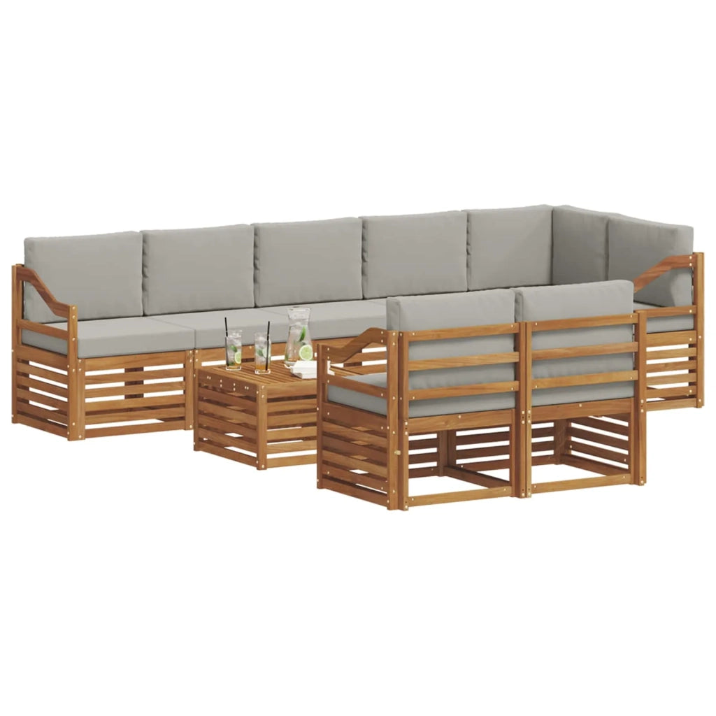 Set divani con cuscino 9 pcs Grigio Naturale e Chiaro 3375066