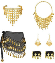 Set di Sjaals per Danza del Ventre da 7 - Nero Chiffon - Leggero e Respirabile - Adattabile - Per Spettacoli e Feste - Misterioso e Elegante - Costumi per Danza del Ventre