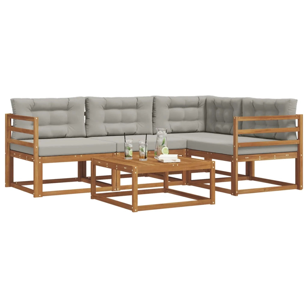 Set di divani da esterno 5 pcs Grigio Naturale e Chiaro 3367529
