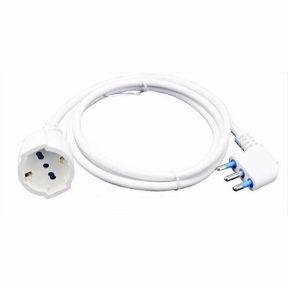 Trade Shop - Prolunga Lineare Cavo A 90° 10 Mt Spina 16a Presa Schuko Universale Bianca 83290 -
