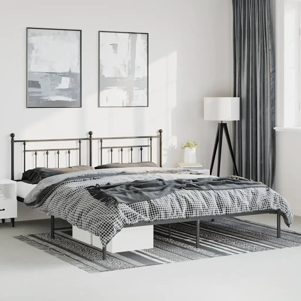 Giroletto con Testiera-Struttura Letto con testiera in Metallo Nero 183x213 cm 269463
