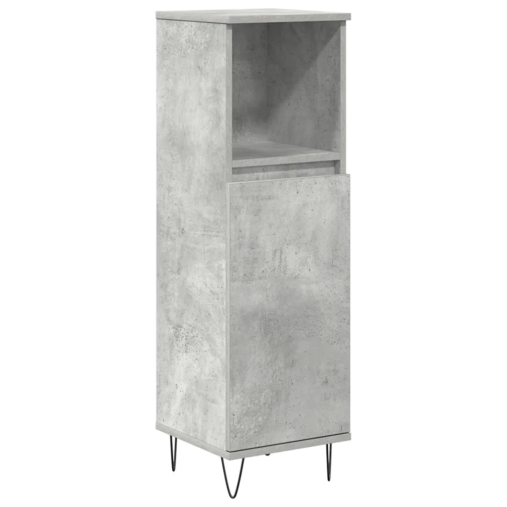 Set Mobili da Bagno 3 pz Grigio Cemento in Legno Multistrato