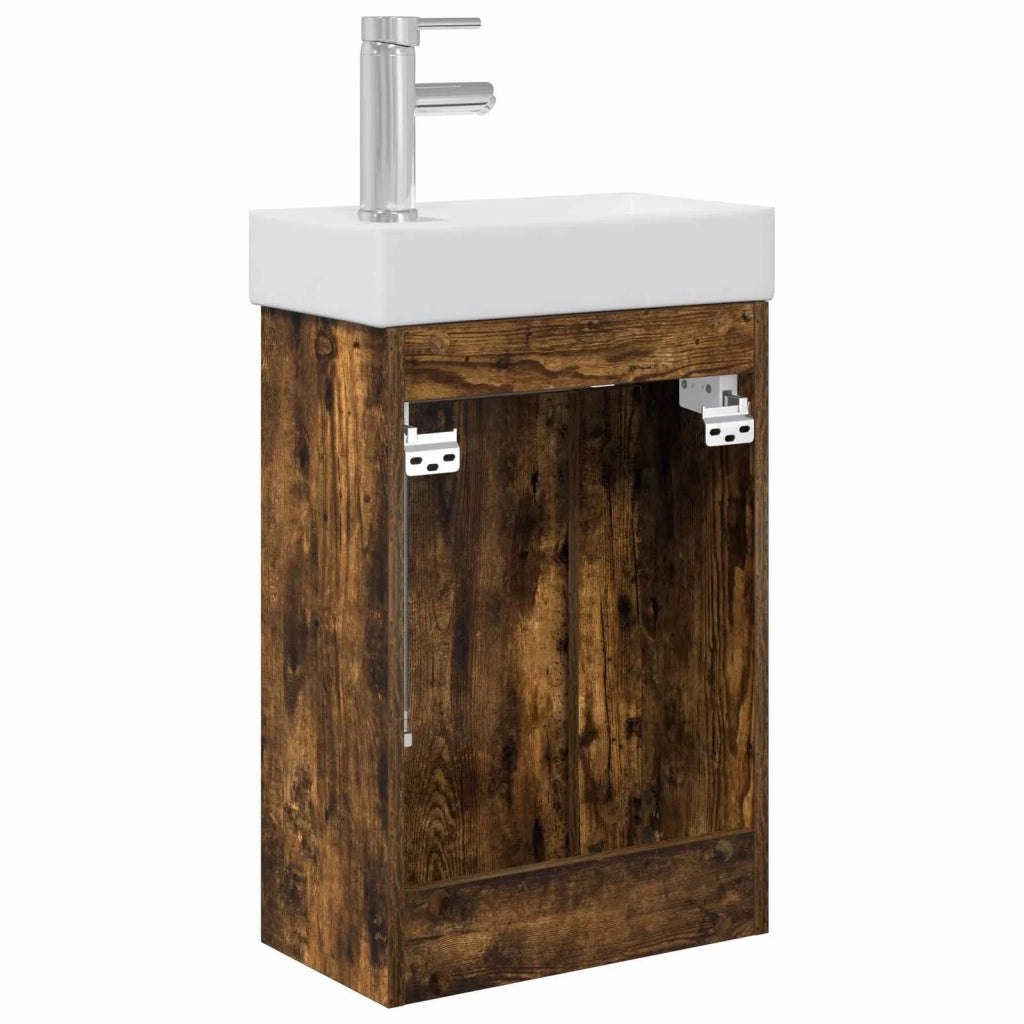 Mobile bagno con rubinetto Rovere Fumo 40,5 x 22,5 x 62 cm