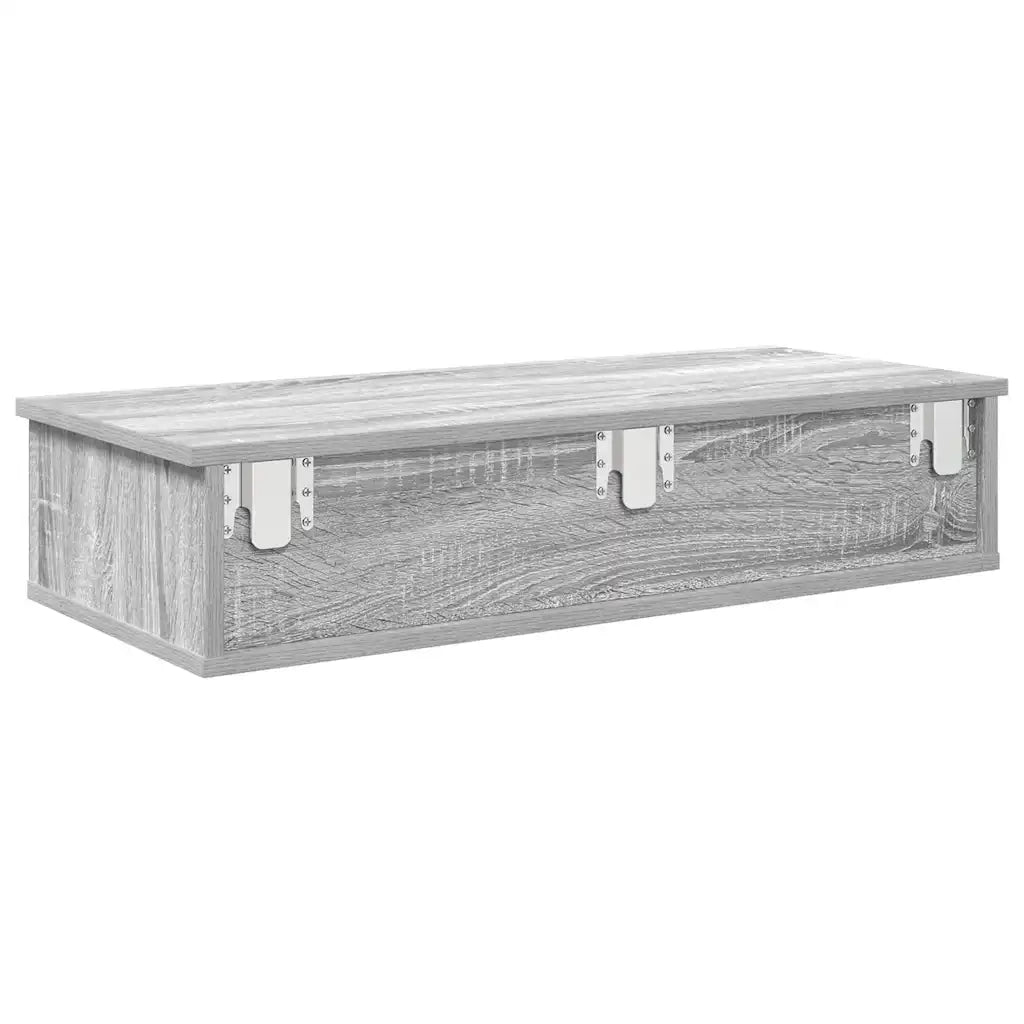 Scaffale a Parete con Cassetti Grigio 80x31x17 cm in Truciolato 859955