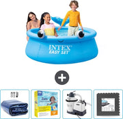 Piscina Rond Opblaibale Easy Set - 183 x 51 cm - Blu - Balena - Inclusa Tenda Solare - Kit di Manutenzione - Pompafiltro per Piscina - Pavimenti in Gomma