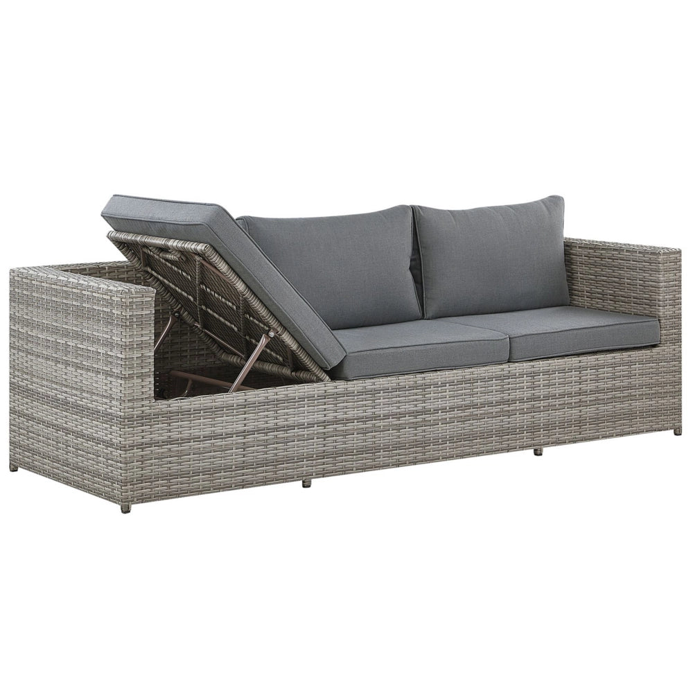 Set salotto da giardino marrone bianco cuscini Rattan Sintetico per 2 persone Set da esterno 3 pezzi con tavolino sinistro