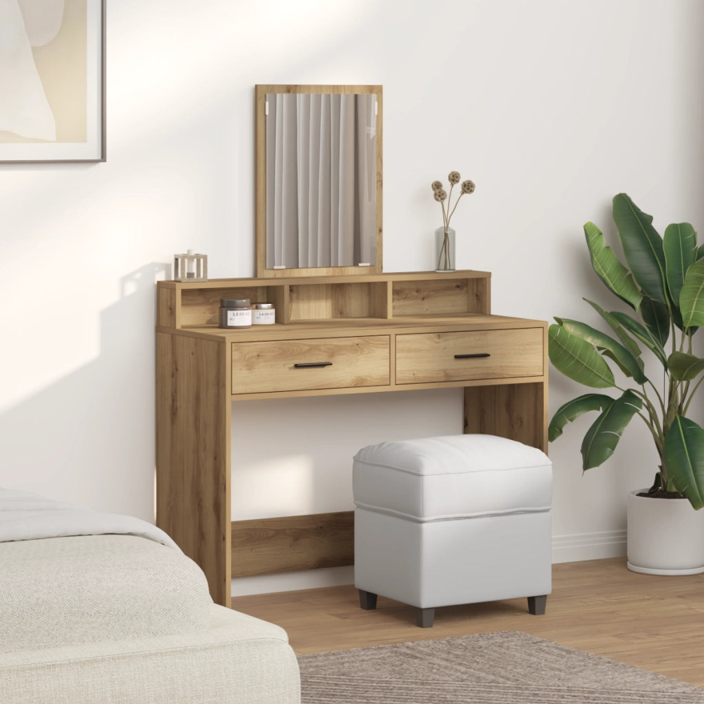 Tavolo da trucco  con cassetti in Rovere Artigianale 100x41x140 cm