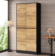 Armadio alto ULEVR 80x35x180 cm con ripiani regolabili e cerniere soft-close, nero e effetto rovere
