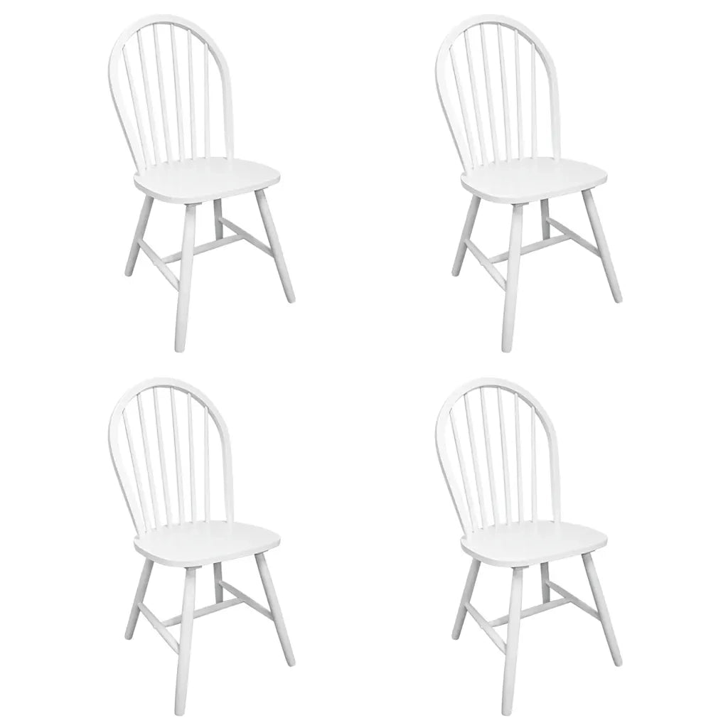 Sedie da Pranzo 4 pz Bianche in Legno Massello di Hevea cod mxl 24309