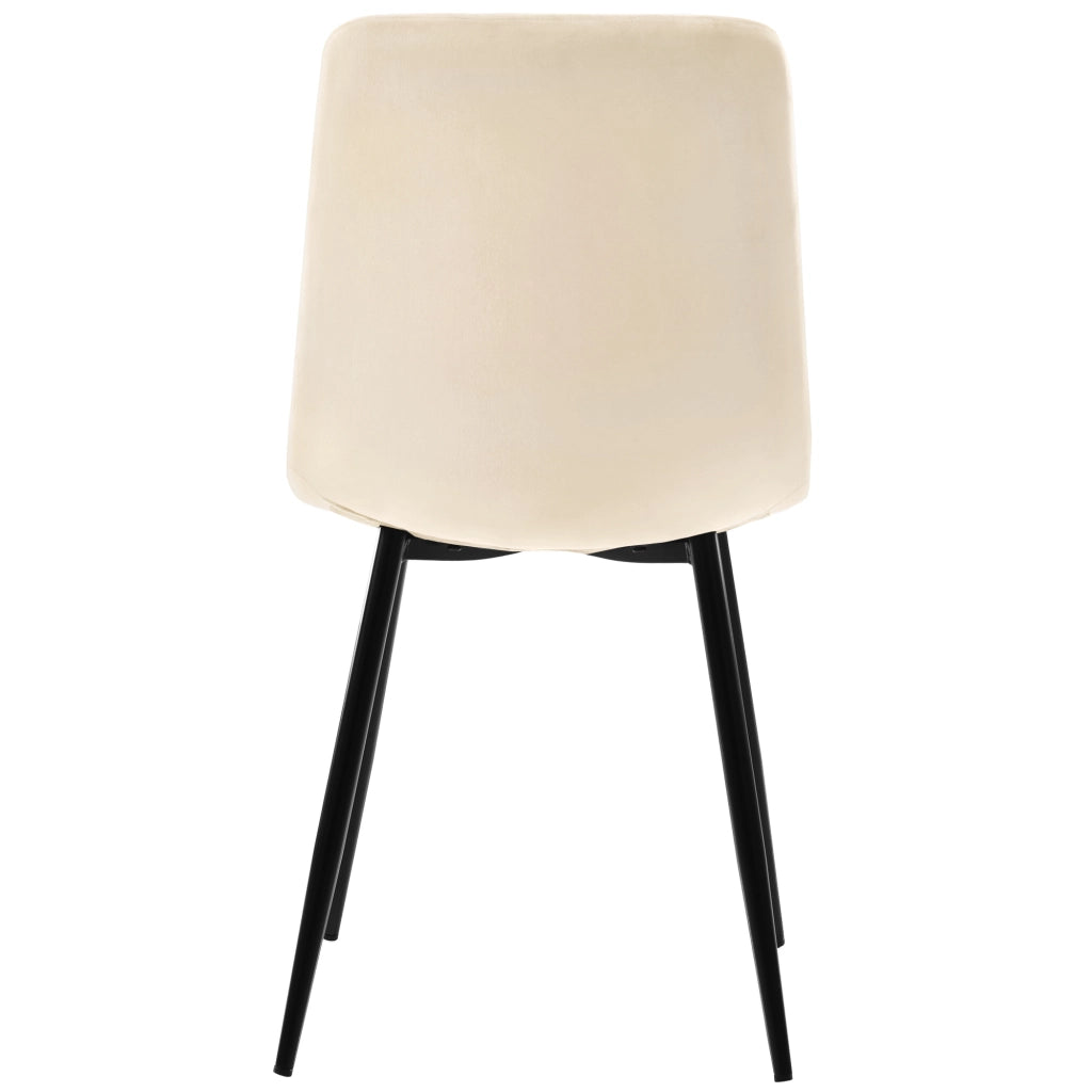 Sedia da pranzo set da 4 con schienale imbottito e gambe in metallo, design moderno in velluto bianco antico