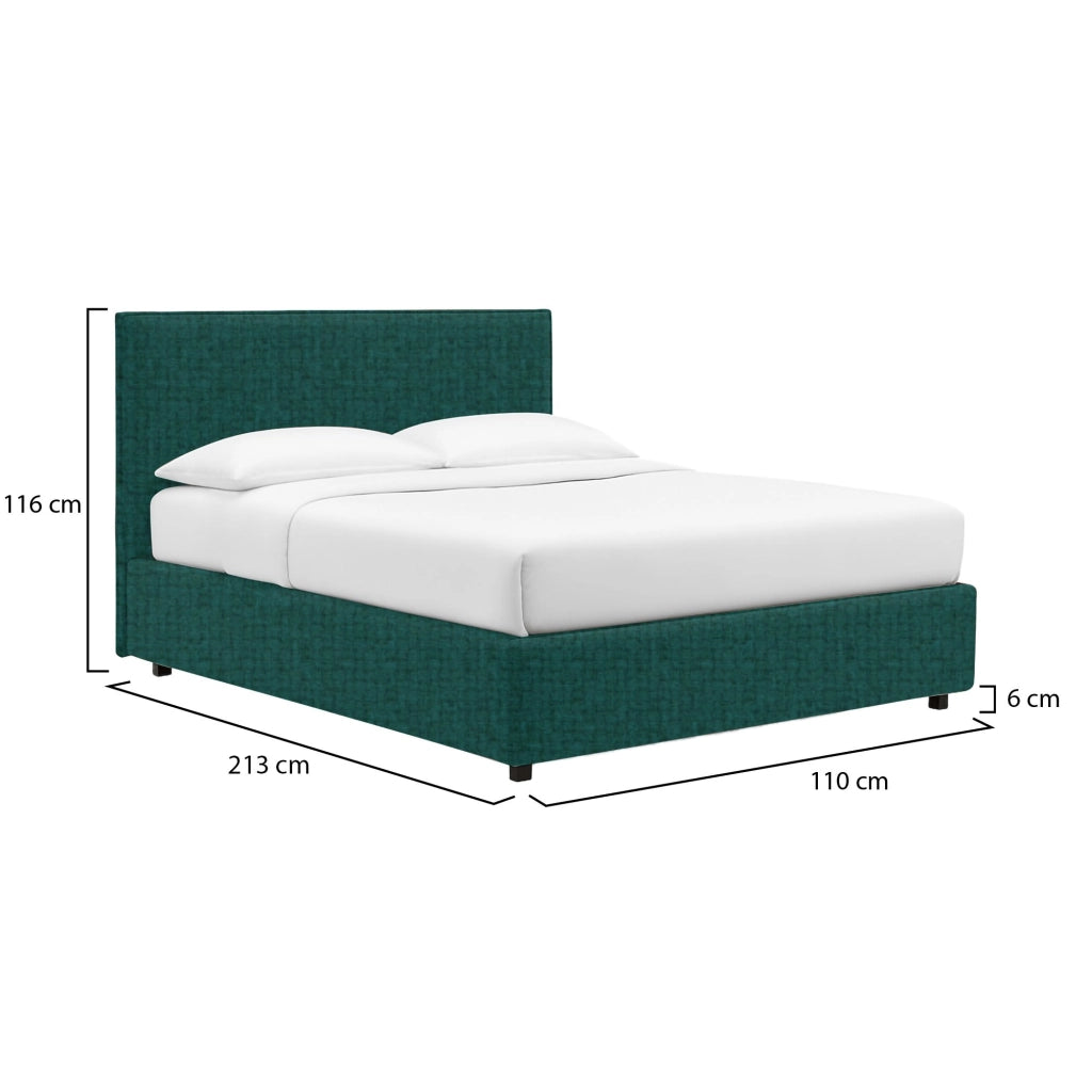 Dagenham, Letto Singolo Sfoderabile Made in Italy, Verde Petrolio