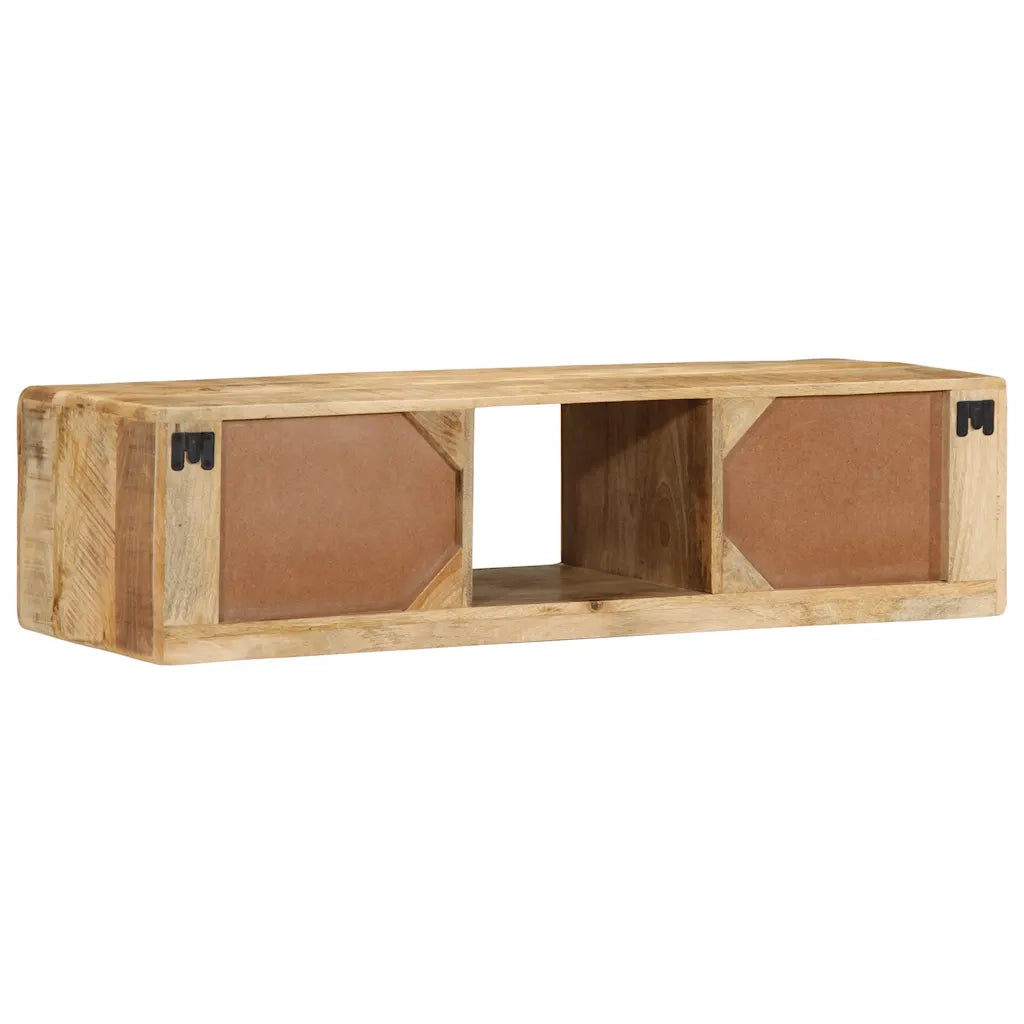 Mobile TV a Parete 100x32x25 cm Legno Grezzo Massello di Mango