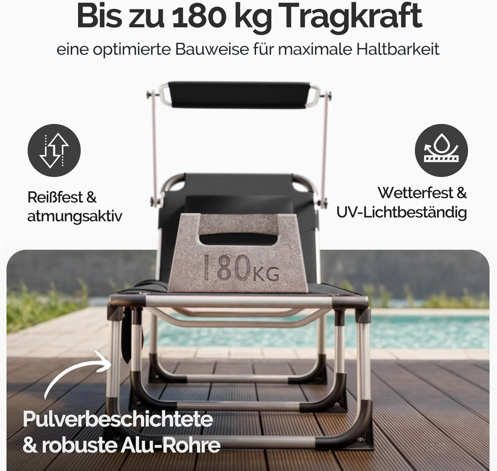 ® Lettino Prendisole Pieghevole Malta Comfort 210cm Carico Max. 180kg Sdraio da Giardino Esterno Mobili Outdoor