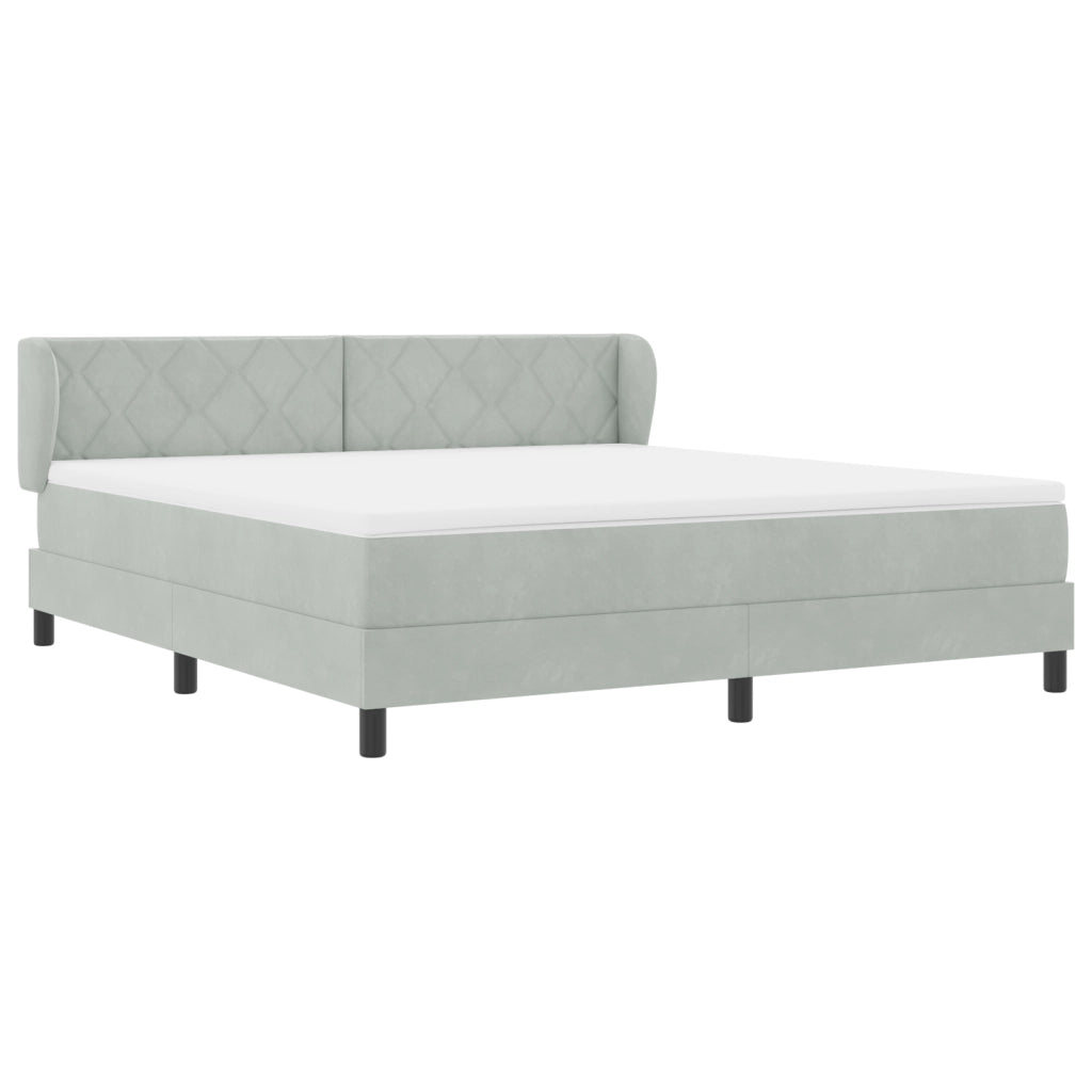 Letto Box Spring  con Materasso Grigio Chiaro 180x200 cm in Velluto