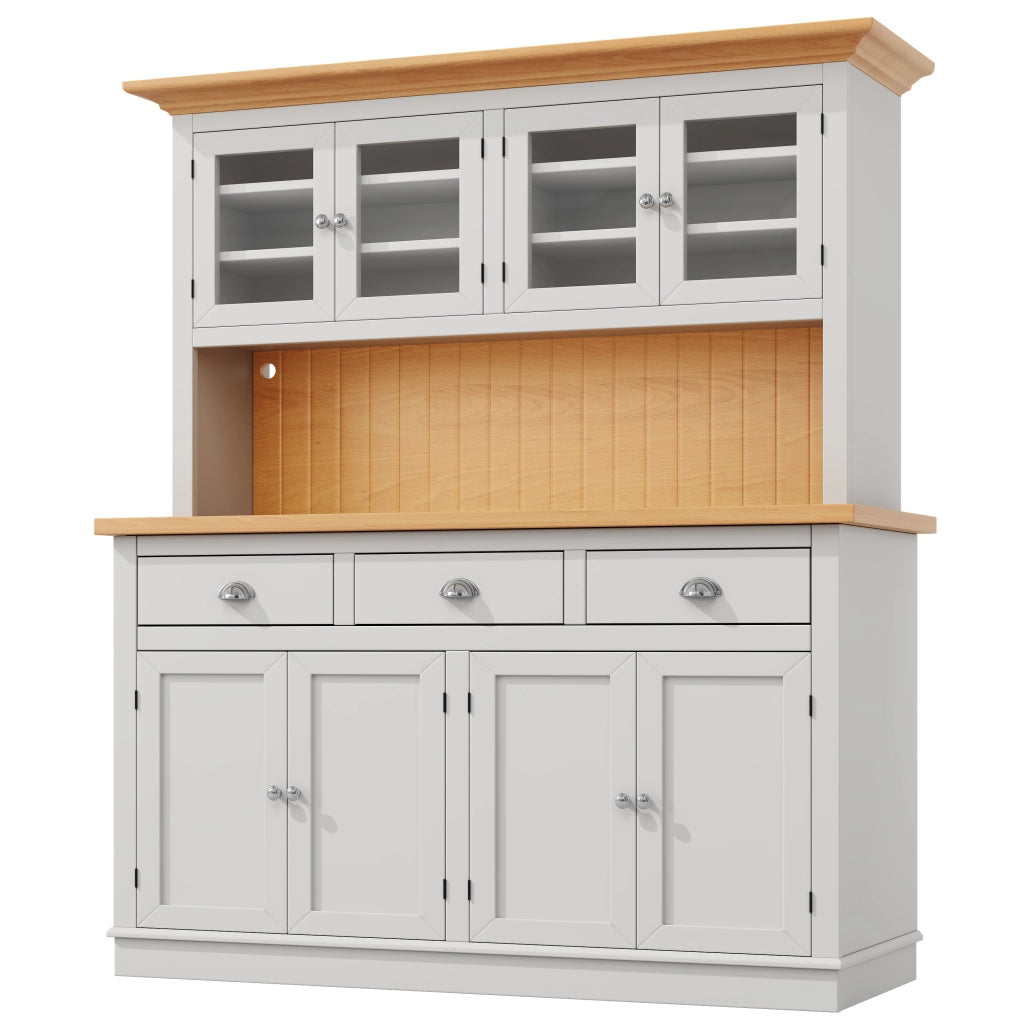 Credenza alta vetrina con anta in vetro; ripiani regolabili; LED RGB e antiribaltamento per sala da pranzo; 140 × 40 × 180 cm