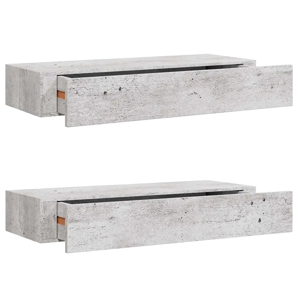 Scaffali a Muro Cassetti 2 pz Grigio Cemento 60x23,5x10 cm MDF cod mxl 53943