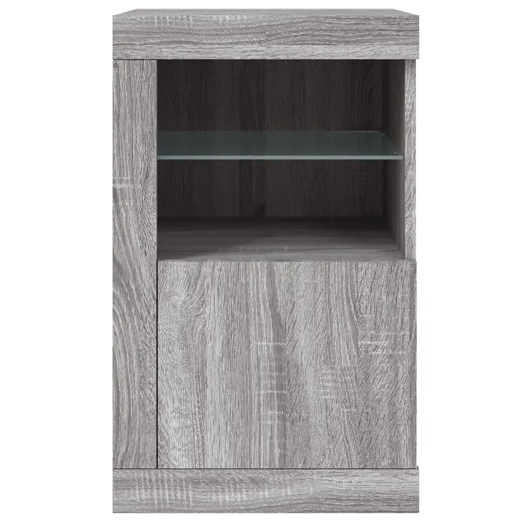 Mobiletto laterale moderno con illuminazione a LED pratico contenitore 41 x 37 x 67 cm legno composito Sonoma grigio 02_0049372