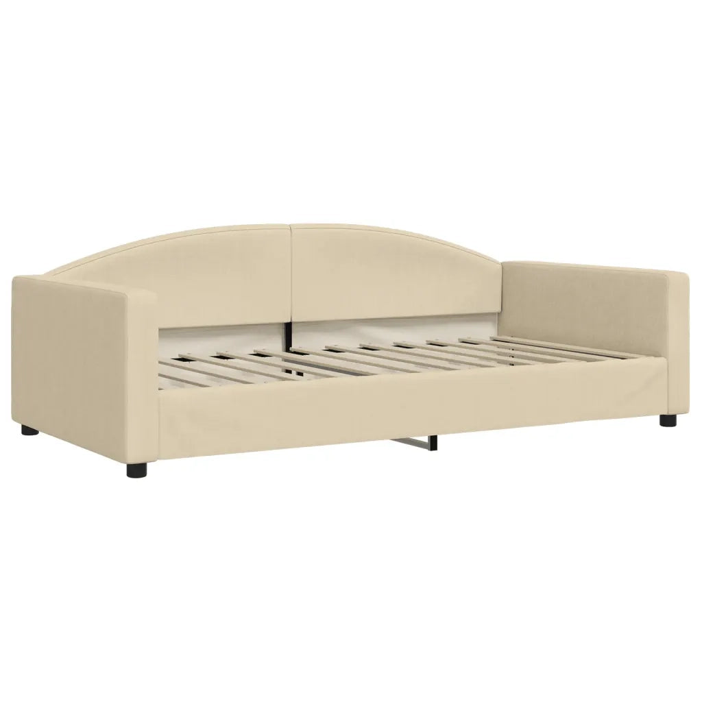 Divano Letto Estraibile con Cassetti Crema 100x200cm in Tessuto 3197233