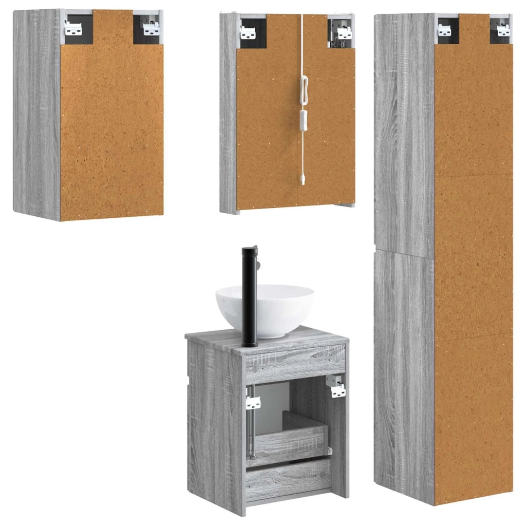 Set di Armadi da Bagno 5 pcs Sonoma grigio 43 x 11,5 x 60,5 cm 3407356