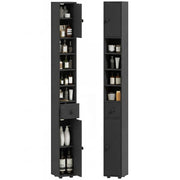 Mobile bagno alto 180 cm ¨C Xylo ¨C Nero con ripiani aperti e ante