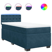 Letto singolo | Letto per adulti | Giroletto a Molle con Materasso Blu 80x200 cm in Velluto