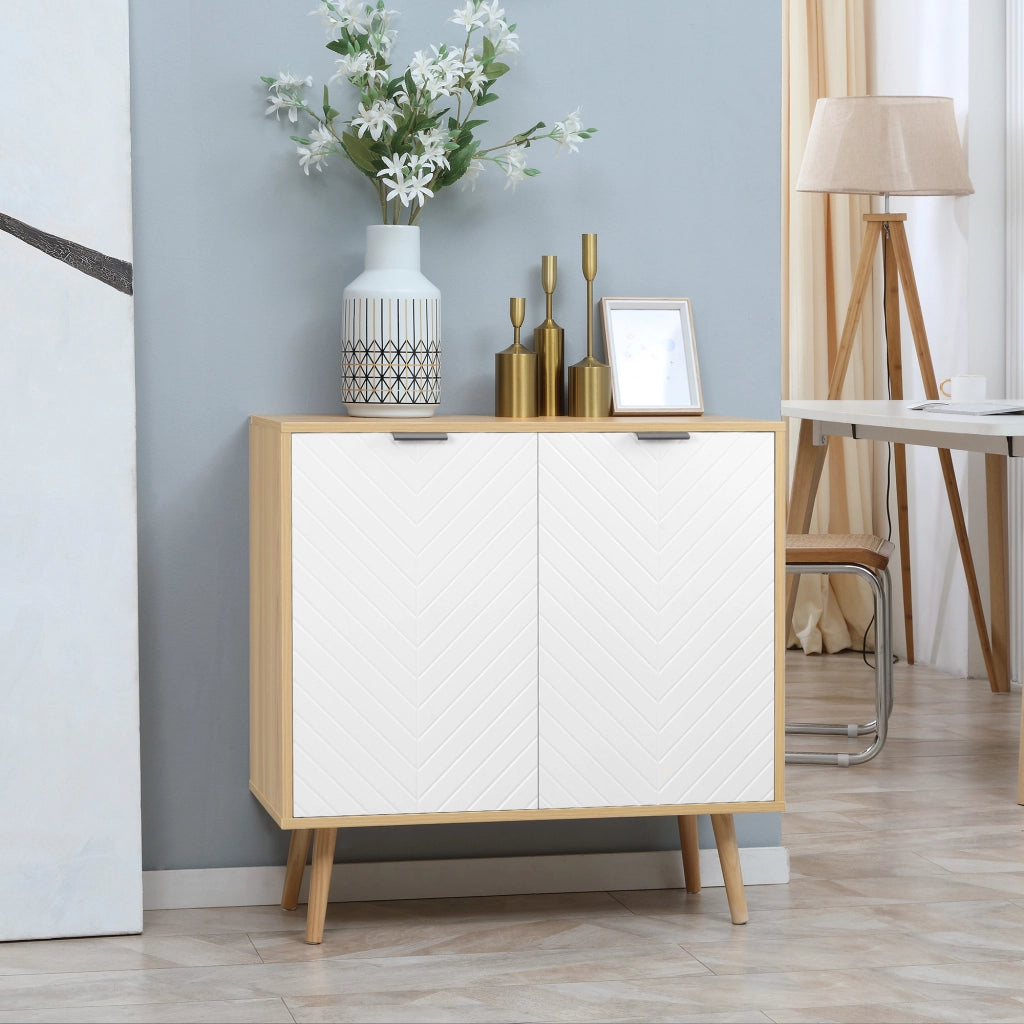 EasyComfort Mobile Multiuso Moderno in Truciolato e Legno di Pino con Ripiano Interno Regolabile su 3 Livelli, 77x35x77.5 cm