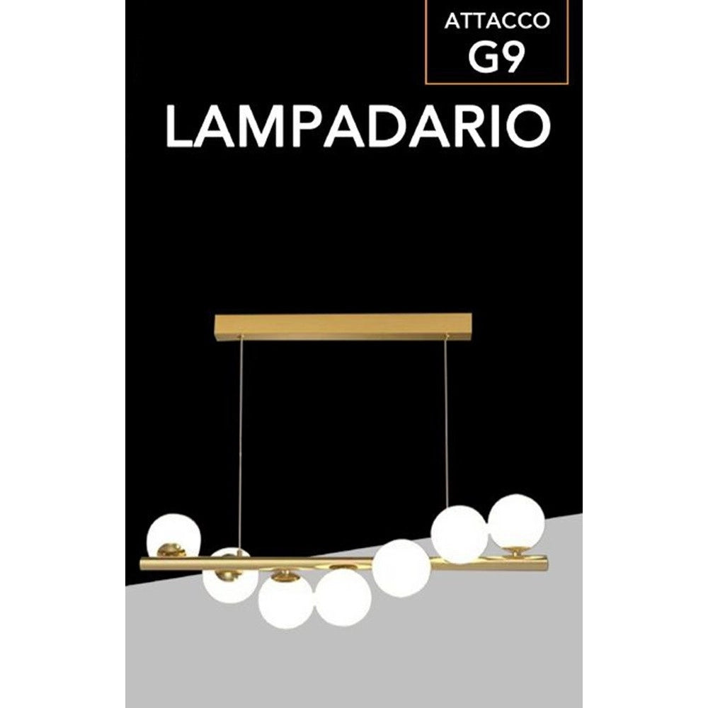 Trade Shop - Lampadario A Sospensione Da Soffitto Bronzo Decorativo Con 7 Sfere In Plastica G9 A06 -