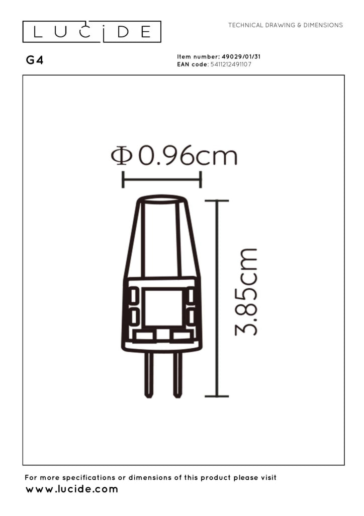 Lampadina LED capsula G4 1,5W 2700K Lucide