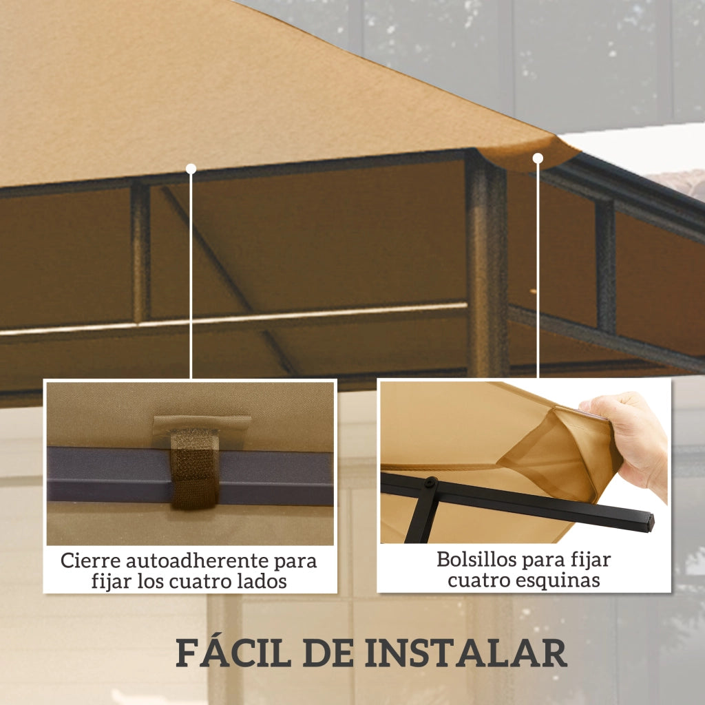 Telo di Ricambio per Gazebo da Giardino ¨C Xylo ¨C 300x300 cm Beige con 8 Fori Drenaggio