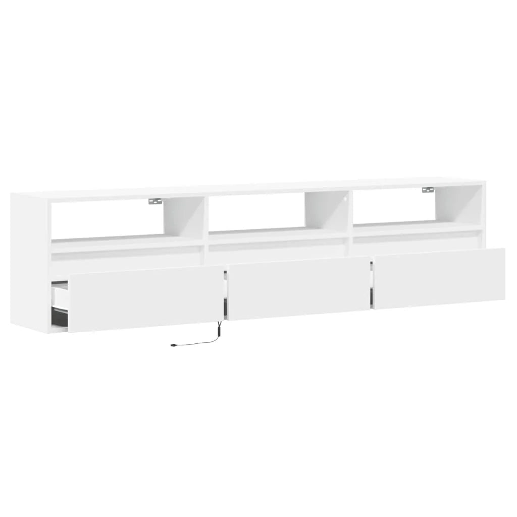 Mobile TV multimediale scaffale TV credenza mobile TV sala da pranzo soggiorno camera da letto montaggio a parete con illuminazione a LED 180 x 31 x 45 cm bianco 02_0027815