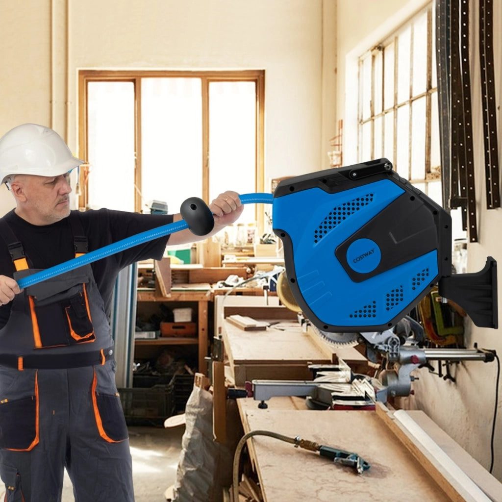 Tubo aria ibrido da 15 m con tubo di collegamento da 1,5 m, Avvolgitore retrattile per tubo aria per giardino e patio-Attrezzi da giardino