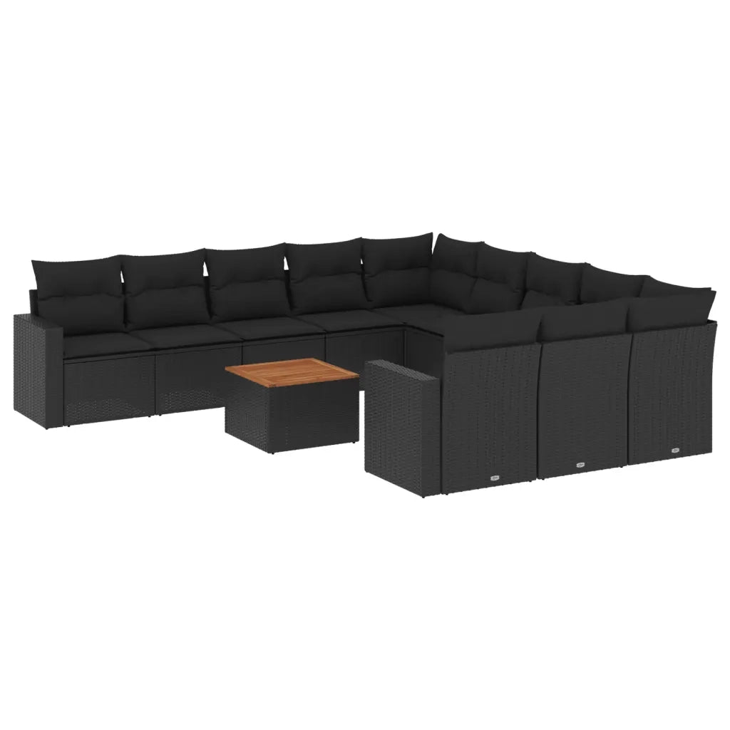Set Divani da Giardino 12 pz con Cuscini Nero in Polyrattancod mxl 90835