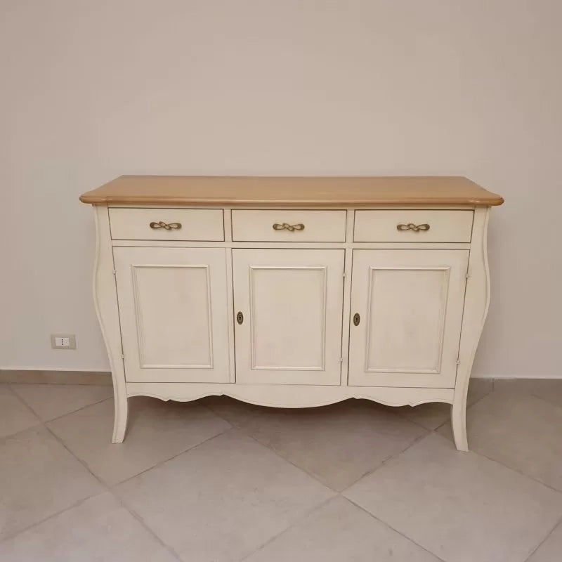 Madia credenza 3 porte legno shabby bicolore 151x50x105 - Mobili 2G