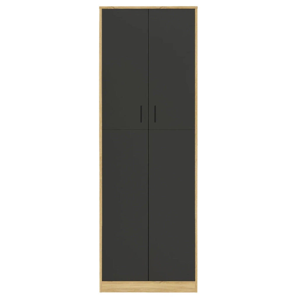IDMarket - MARIA armadio multifunzionale da 190 cm in legno e nero per ufficio 2 ante 4 ripiani