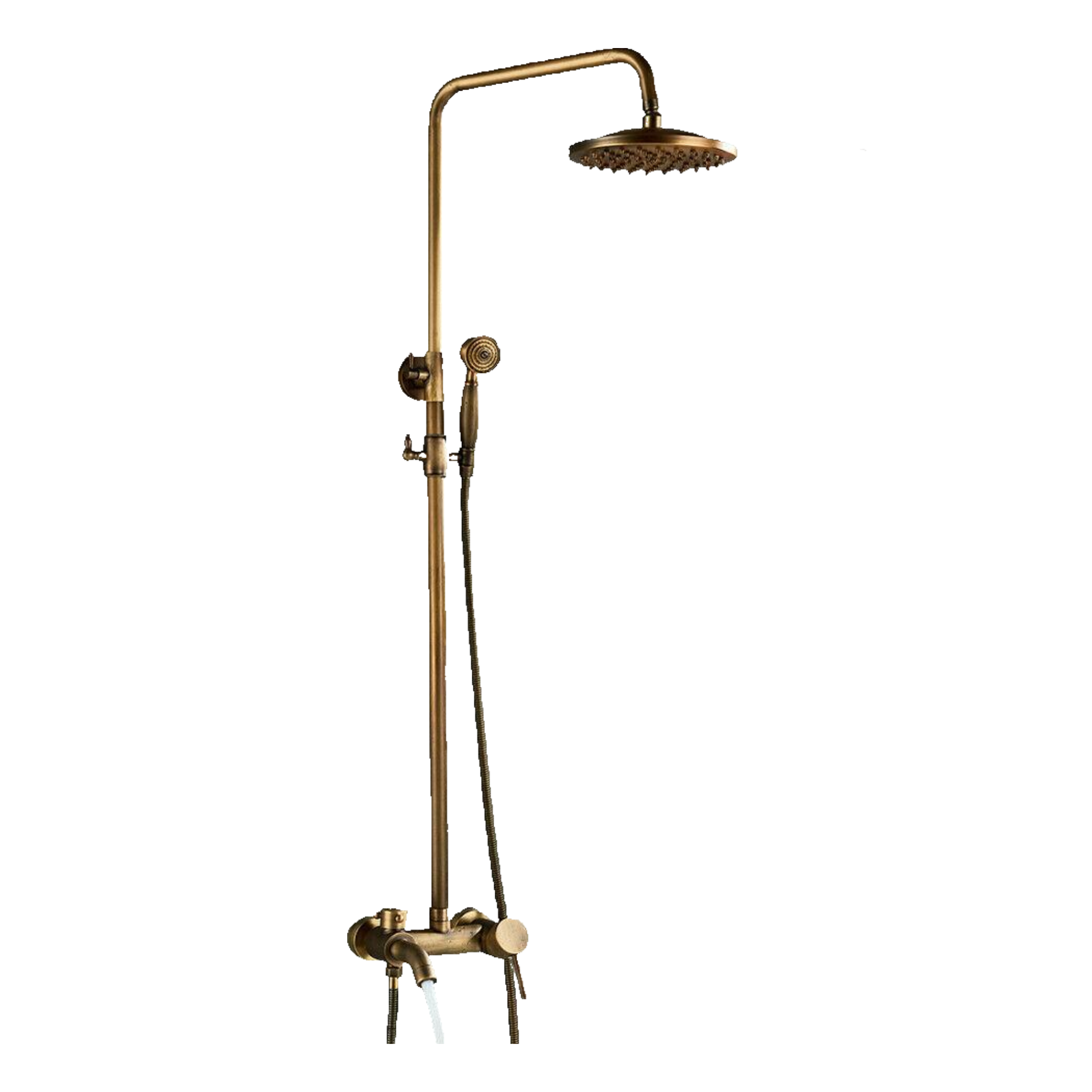 JANA | Set doccia vintage ottone non laccato in acciaio inox | Miscelatore doccia dal design retrò | Miscelatore doccia completo di doccetta