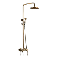 JANA | Set doccia vintage ottone non laccato in acciaio inox | Miscelatore doccia dal design retrò | Miscelatore doccia completo di doccetta