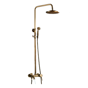 JANA | Set doccia vintage ottone non laccato in acciaio inox | Miscelatore doccia dal design retrò | Miscelatore doccia completo di doccetta