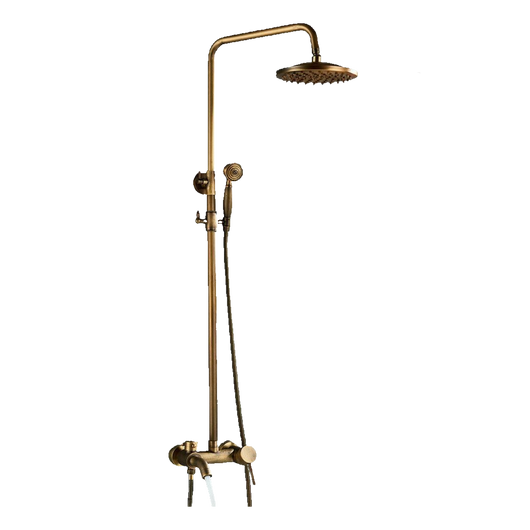 JANA | Set doccia vintage ottone non laccato in acciaio inox | Miscelatore doccia dal design retrò | Miscelatore doccia completo di doccetta